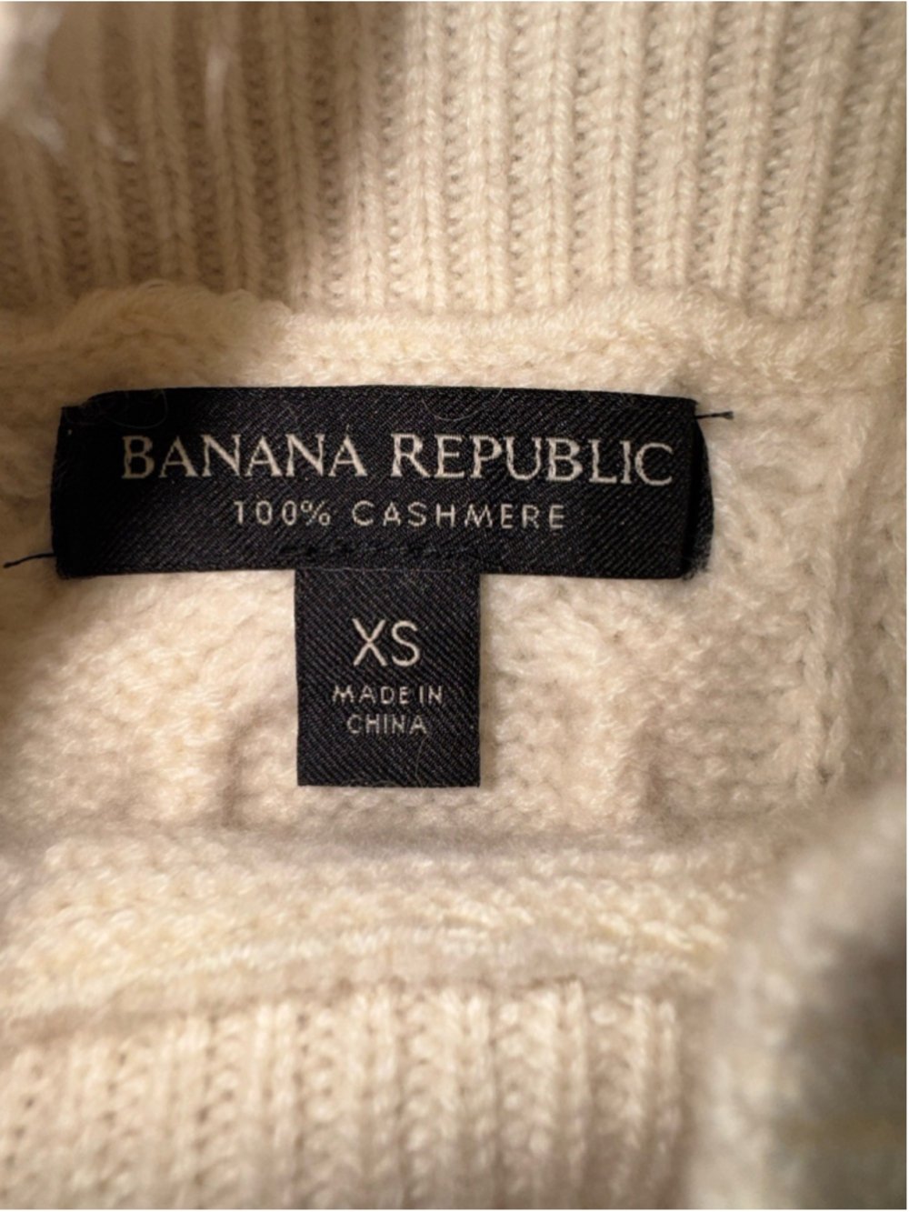 Banana Republic Cashmere Cable Knit Sweater Vest Cream Mock Neck XS Coastal Luxe - Picture 6 of 10
